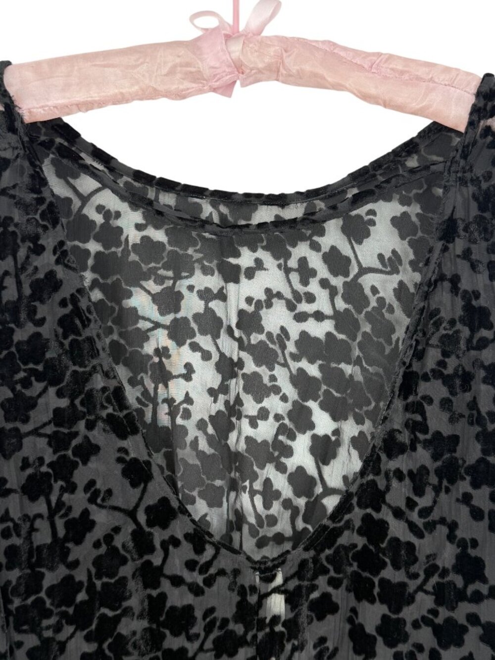 Gypsy Junkies Black Velvet Bell Sleeve Tunic S/M | Boho Whimsigoth Dark Coquette - Picture 10 of 16